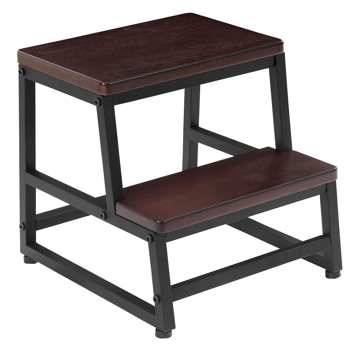 Wooden Step Stool, Bed Steps for High Bed for Adults Kids, Heavy Duty Bed Step Stool for Adults with 500 LB Load Capacity, Wooden 2 Step Stool for Kitchen Bedroom Livingroom Bathroom(Dark Walnut) RORKEE