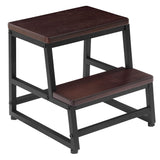 Wooden Step Stool, Bed Steps for High Bed for Adults Kids, Heavy Duty Bed Step Stool for Adults with 500 LB Load Capacity, Wooden 2 Step Stool for Kitchen Bedroom Livingroom Bathroom(Dark Walnut) RORKEE