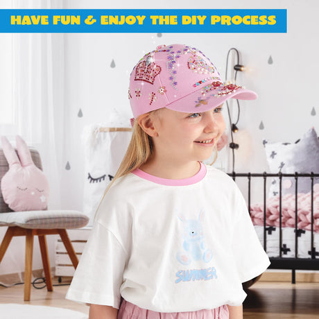Klever Kits Decorate Your Own Baseball Cap with 7 Sheets Gems Stickers, Art & Crafts Kit for Kids, Fun Creative DIY Toys for Kids Girls Klever Kits