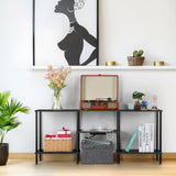 OYEAL Black Bedroom TV Stand with Storage Cabinet up to 50 inch TV, Small TV Console Table with Power Outlets 45 inch Media Entertainment Center for Living Room Bedroom OYEAL