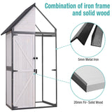 Sheds Outdoor Storage,Garden Shed with Metal Frame Structure and Adjustable Shelves,Large Capacity Storage Tool Cabinet Box for Backyard Garden Patio Lawn (Off White) Suumerpety