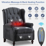 SAMERY Wingback Recliner Chair with Massage and Heat, Push Back Recliner Accent Chair, Modern Tufted Reclining Lounge Single Small Recliner Chair Set of 2 for Small Spaces, Living Room, Office SAMERY