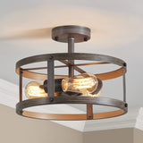 AGV LIGHTING Semi Flush Mount Ceiling Light Fixture, Farmhouse Close to Ceiling Light with There-light AGV LIGHTING