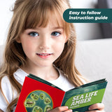 EDUMAN Amber Dig Kit-6 Artificial Sea Life Resin Specimens, Glow in The Dark Oceanlife Fossil Excavation Set, STEM Inspired Educational Toy for Kids Ages 6-12, for Boys & Girls EDUMAN