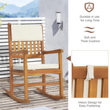 VINGLI Acacia Outdoor Rocking Chair with Cushions, Wooden Rocker Support 550 LBS for Indoors & Outdoors, 1 Pack VINGLI