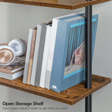 HOOBRO DIY Ladder Shelf, 5-Tier Wooden Wall Mounted Bookshelf, Narrow Bookcase, Display Shelf, Storage Rack, Plant Stand, for Living Room, Bedroom, Study, Balcony, Rustic Brown and Black BF531CJ01 HOOBRO