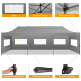 COBIZI 10x30 Pop up Canopy Tent 10x30 Canopy with 8 Sidewalls Waterproof Heavy Duty Commercial Canopy Tent for Parties Outdoor Tent Garden Gazebo Tent, Carry Bag with Wheel(10x30ft, Gray) COBIZI