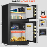 [2025 Upgraded] 8.1 Cu ft Extra Large Home Safe Fireproof Waterproof with [DOUBLE SAFES], Heavy Duty Fireproof Safe Box with [Hidden Lock Box], Fireproof Safe for Home Documents Business Office USE GHJGAGE