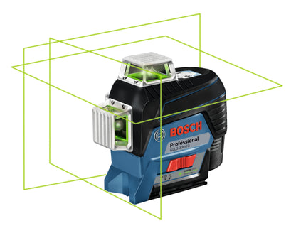 BOSCH GLL3-330CG 200 Ft 12V Max Connected 360 Degree Green-Beam Laser, Includes 2.0 Ah 12V Max Lithium-Ion Battery & Charger, AA1 Alkaline Battery Adapter, Hard Carrying Case, & Accessories - WoodArtSupply