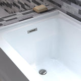 WOODBRIDGE 60" Acrylic Rectangular Alcove Soaking Bathtub in White with Left Drain, Brushed Nickel pop-up Drain Included, LB428-L WOODBRIDGE