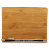 wishacc Bamboo Book Stand, Adjustable Book Holder Tray and Page Paper Clips-Cookbook Reading Desk Portable Stable Hard-Wearing Lightweight Bookstand-Textbooks Books wishacc