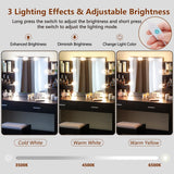 usikey Makeup Vanity with Mirror and 10 LED Lights, Vanity Makeup Table Set with 2 Drawers and Open Shelves, Makeup Vanity Desk Dressing Table with Cushioned Stool, Black usikey