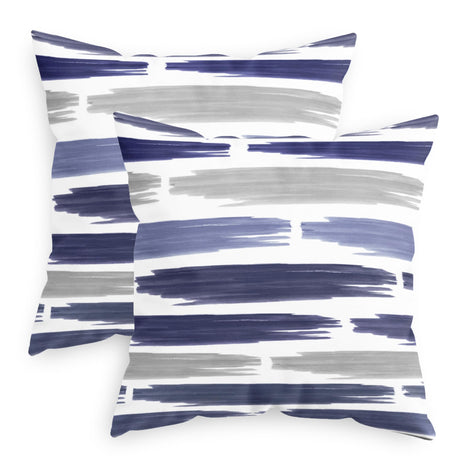 CaliTime Throw Pillow Cases Pack of 2 Cozy Fleece Abstract Geometric Texture Decorative Cushion Covers for Couch Bed Sofa Farmhouse Decoration 18 X 18 Inches Navy Blue CaliTime