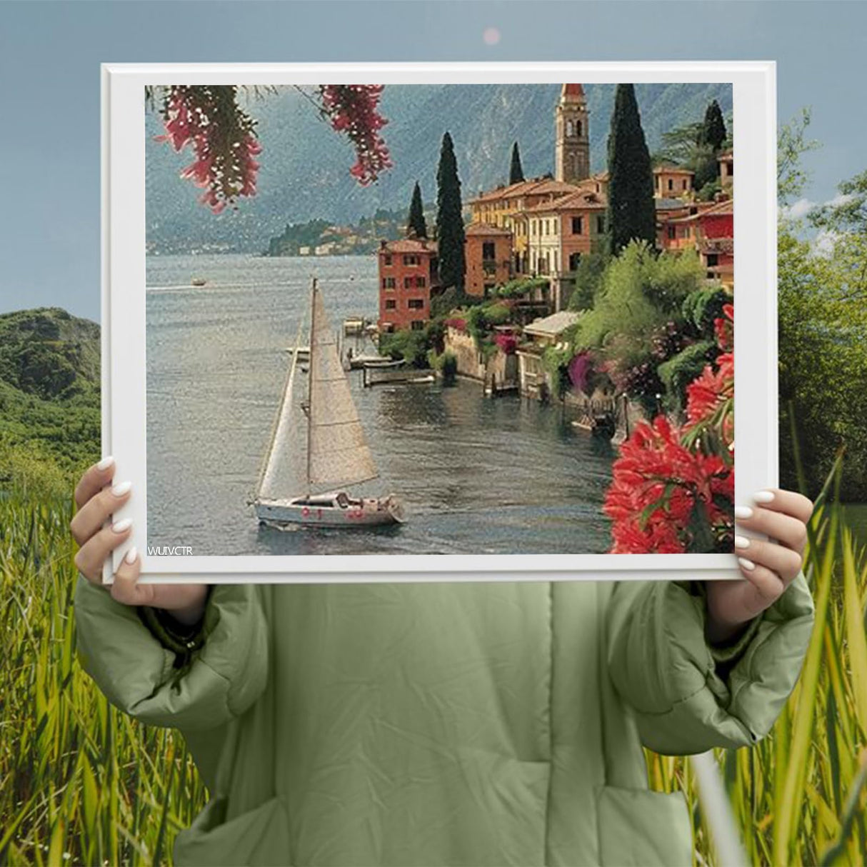 WUIVCTR Italy Lake Como Landscape Paint by Numbers for Adults Beginner DIY Painting Kits Wall Art for Home Office Decor Style 16x20inch WUIVCTR