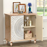 LOHDLE Carved Cabinet with 2 Door and Adjustable Shelf, Antique Wood Sideboard Buffet Storage Cabinet, Rustic Accent Cabinet Credenza for Living Room Entryway Bedroom (Rustic Brown) LOHDLE