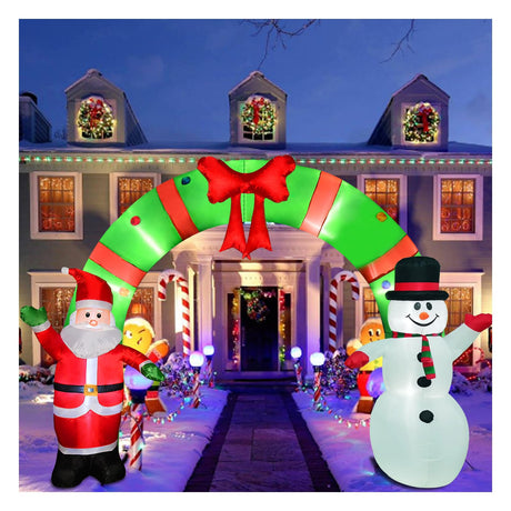 12 Ft Lighted Christmas Inflatable Archway, Inflatable Santa Claus and Snowman Arch Indoor and Outdoor Holiday Decorations, Built-in Led Lights, Large Outdoor Patio Decorations Garden Props OILCUP