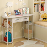 DAOUTIME White Computer Desk with Drawers, 37.3 Inch Home Office Work Desk with Storage Shelf, Kids Teens Study Table for Small Space, Small Writing PC Table for Bedroom Makeup Vanity Desk DAOUTIME