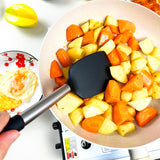 KLAQQED 3Pcs Spatula Silicone Spatula Turner Set Fish Spatulas Silicone Heat Resistant Spatulas for Nonstick Cookware Rubber Wok Spatula, Long Large Spatula Silicone Cooking Use Kitchen Utensils Set KLAQQED