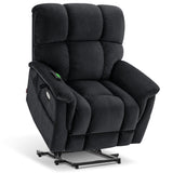MCombo Large-Wide Dual Motor Power Lift Recliner Chair, Massage and Dual Heating for Elderly People, Infinite Position, Fabric R7166 (Black) MCombo