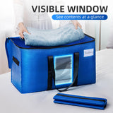 TAILI Extra Large Moving Bags, 4 Pack Blue Heavy Duty Totes For Storage with Visible Window, Wrap Around Handles, Storage Bags for Space Saving, Alternative to Moving Boxes TAILI