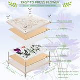 Rhykoka Large Flower Press,11x11 inch (28x28cm) 10 Layers Wooden Flower Pressing Kit for Adults with Storage Bag, Great Gift for DIY Flower Lovers (Wooden) Rhykoka