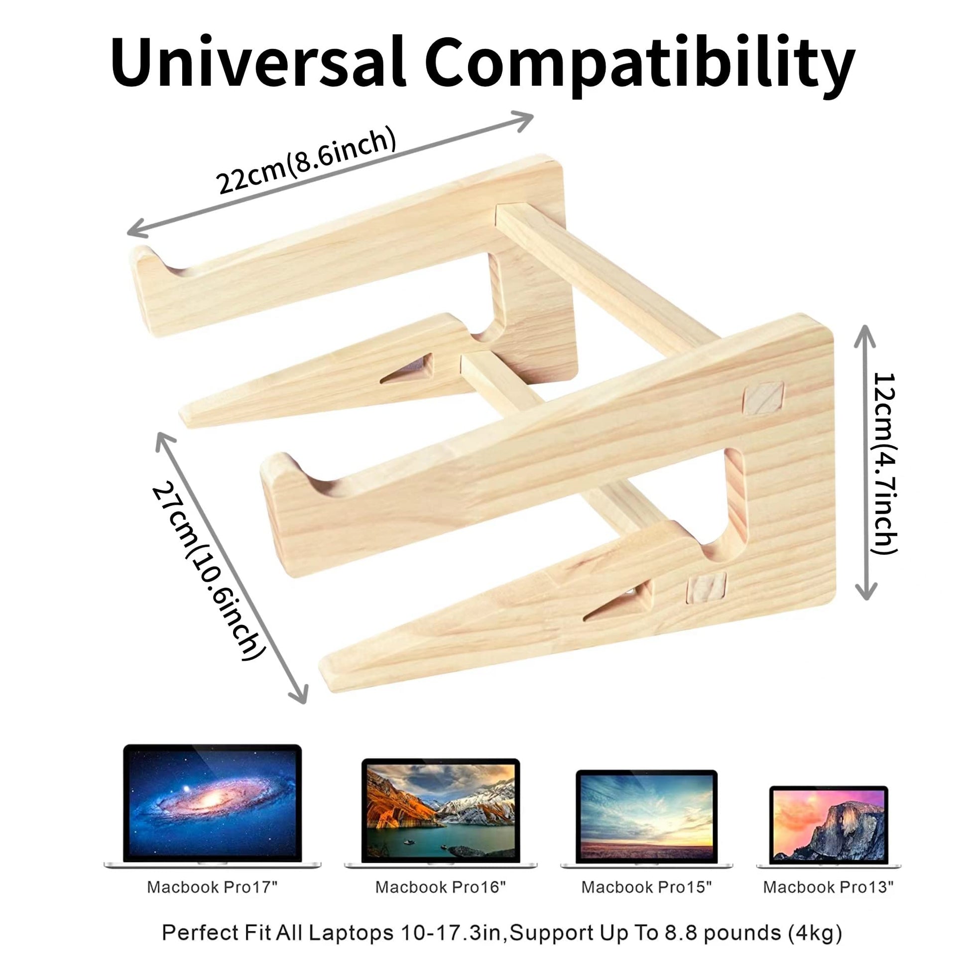 Wooden Laptop Stand,Vertical Laptop Stand for Desk,Wood Notebook Holder Mount Stand Compatible with MacBook Air Mac Pro, Chromebook, HP, DELL, Acer, Toshiba, Surface, Lenovo etc - WoodArtSupply