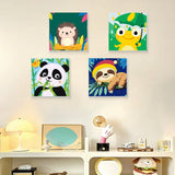 KEYIFA 4 Pack Framed Paint by Numbers Kit for Kids Age 6-12, Easy Animal Paintings for Adult Beginner, Framed Acrylic Canvas Painting for Home Decor Children Gift, 8x8 in (Sloth+Panda+Hedgehog+Frog) KEYIFA