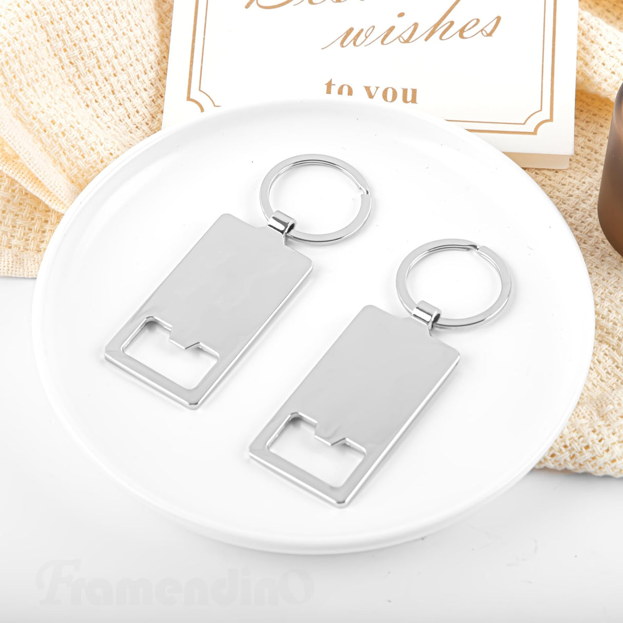 Framendino, 20 Pack Sublimation Blanks Keychains Metal Bottle Opener Transfer Rectangle Aluminum Keychain Key Rings for Photos Framendino