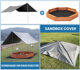 Luyitton Large Octagon Sandbox 84.5"x 77"x 9.02" Wooden Outdoor Kids Sand Pit with Canopy Tarp, Gift for Ages 2-8 Years Old Backyard Garden Easy Assembly luyitton