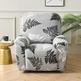 CHNSHOME Recliner Chair Covers, 4-Piece Stretchy Slipcover with Remote Control Pocket, Black and White Leaves Pattern, Traditional Style CHNSHOME