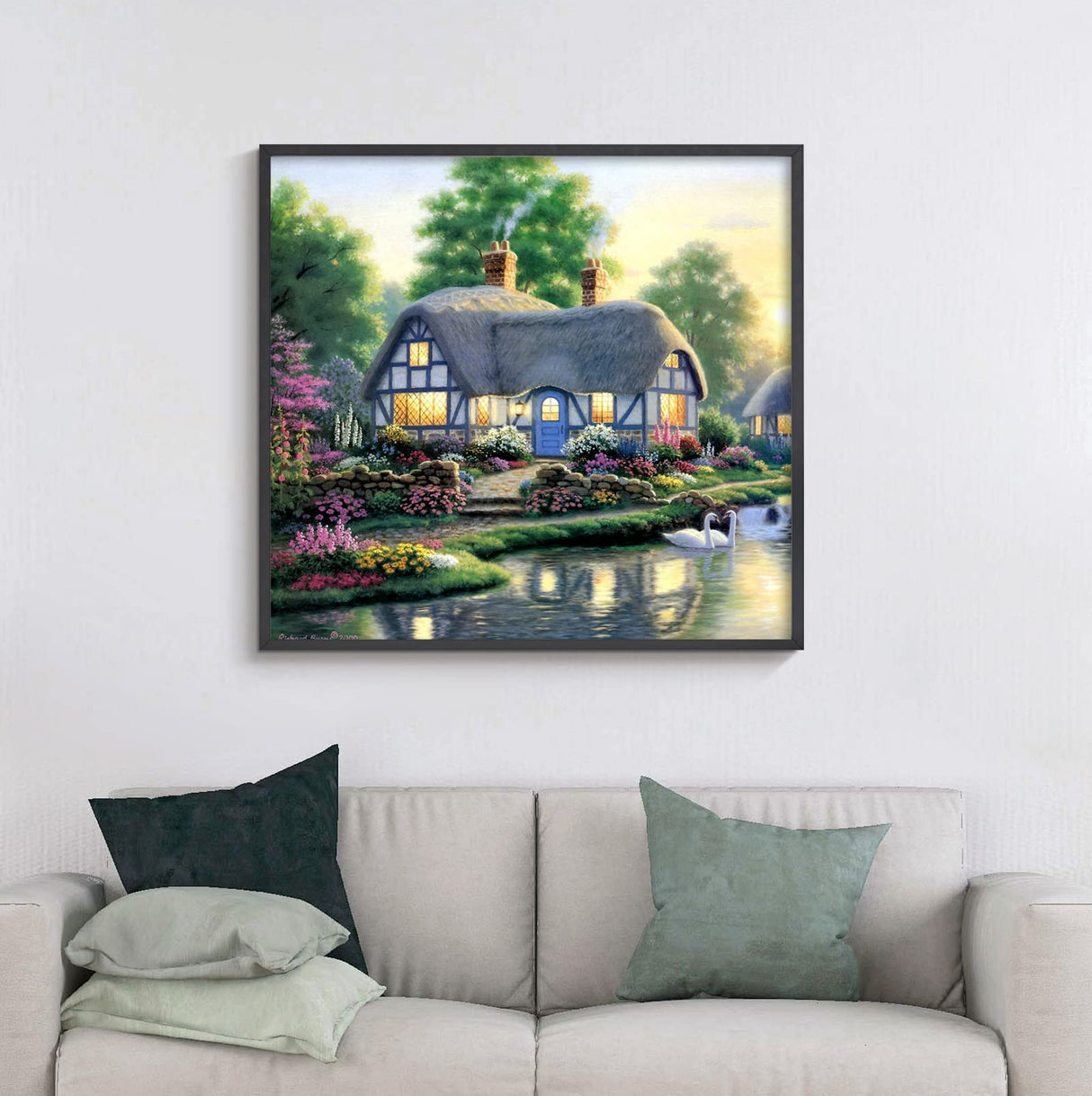 Landscape Diamond Art Kits for Adults: Country Diamond Painting Cottage DIY 5d Diamond Painting Kit Full Drill Landscape Adults' Paint-by-Number Kits Diamond Art Pictures 12 x 12 Inch Woteilus