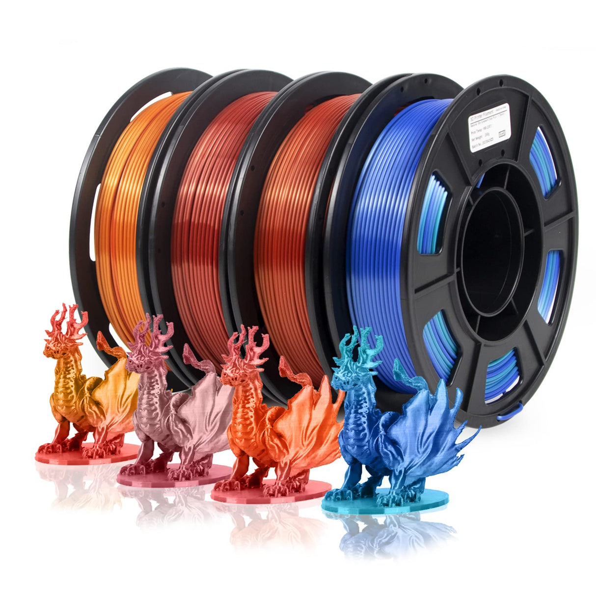 iSANGHU 4Packs Gradient Silk PLA 3D Printer Filament Bundle, Multicolor Changing 1.75 PLA Filament Bundle with Silk Shiny Surface, 3D Printing Filament for Most 3D Printers 250G/0.55lb*4 Sets iSANGHU