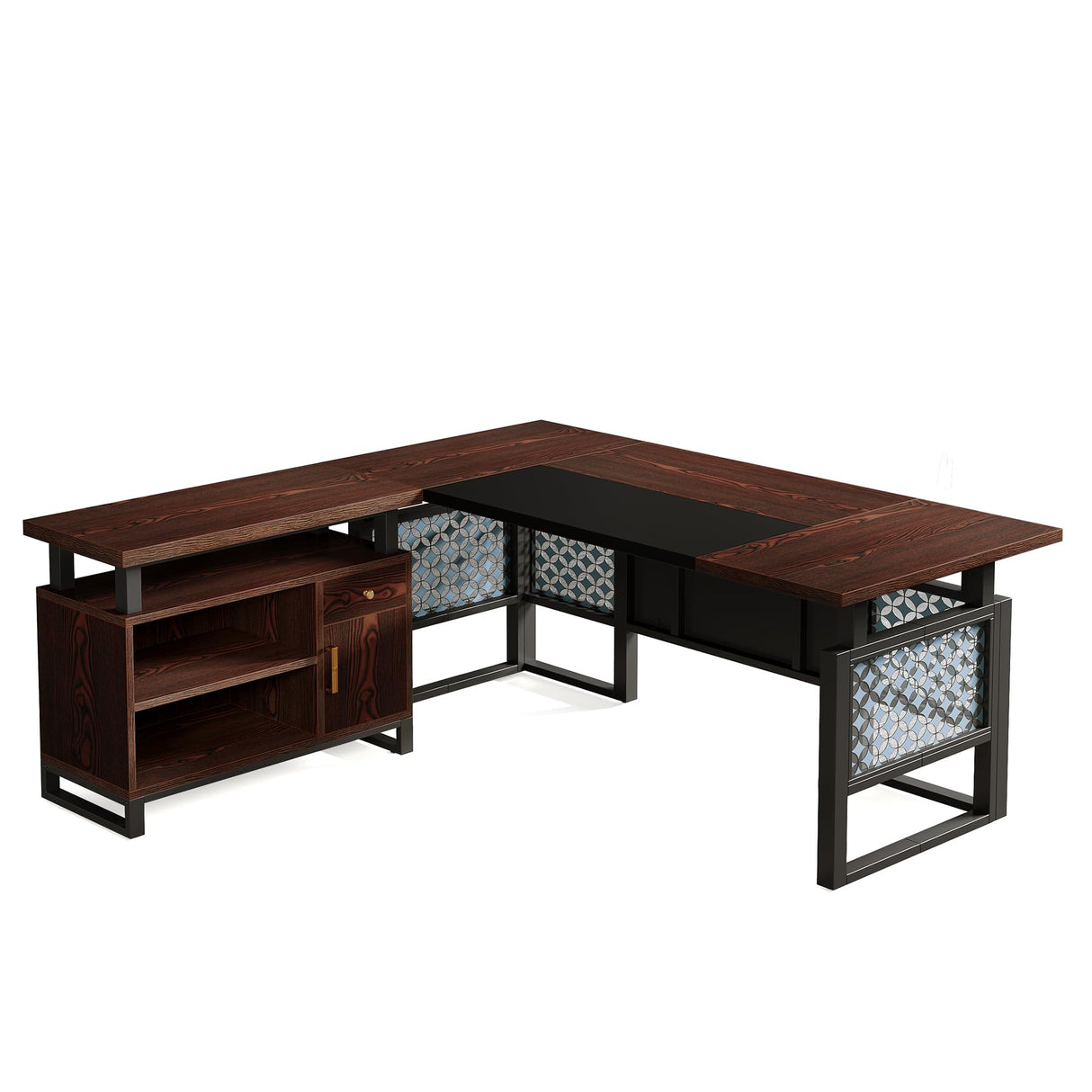 Tribesigns L-Shaped Desk with File Cabinet: 63" Modern Executive Computer Desk with Storage Cabinet and Shelves, Wood Home Office Desk Set, Large Desk Business Furniture Workstation Tribesigns