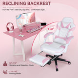 ELECWISH Pink Cute Kawaii Gaming Chair for Girl Ergonomic Desk Racing Office Adjustable High Back Game Swivel Leather Chair with Lumbar Support and Headrest, Pink ELECWISH