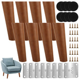 FVIEXE 8 Inches Angled Wood Furniture Legs Set of 8, Wooden Couch Sofa Chair Legs Replacement, Modern Mid Century Furniture Legs for Coffee Table End Table Side Table Night Stand, Slanted FVIEXE