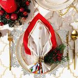 Christmas Snowflake Placemats Set of 4 Sliver Snowflake Place Mats Tablemats Round Vinyl Non-Slip Washable Table Setting for Christmas Dining Holiday Party Wedding Kitchen Table Mats Decor mdgfge