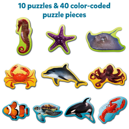 Skillmatics Step by Step Puzzle - 41 Piece Underwater Animal Jigsaw & Toddler Puzzles, Educational Montessori Toy for Boys & Girls, Gifts for Kids Ages 3, 4, 5 and Up