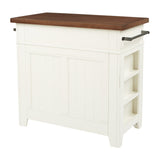 INSPIRED by Bassett OSP Home Furnishings Urban Farmhouse Kitchen Island with Vintage Oak Solid Hardwood Top, Distressed White Finish OSP Home Furnishings