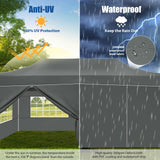 HOTEEL 10x20 Pop up Canopy Tent for Parties, Heavy Duty Easy Setup Tent with 6 Sidewalls, Outdoor Commercial Instant Gazebo for Wedding Event, with Roller Bag & Sand Bags, Grey(Hexagonal Frame) Hoteel