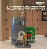 Koolatron 5L Mini Beer Keg Cooler with Dual Taps for Gravity or Pressurized Top Dispensing Kegs, Includes 12V DC and 110V AC Koolatron