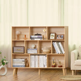 Modern 10 Cube Bookshelf with Legs - Versatile Mid-Century Wood Storage Solution for Bedroom, Living Room, and Office LEYAOYAO