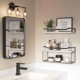 WOPITUES Floating Shelves with Wire Storage Basket, Bathroom Shelves Over Toilet with Protective Metal Guardrail, Wood Wall Shelves for Bathroom Organizers and Storage, Toilet Paper-White WOPITUES