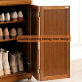 walkclpck Shoe Cabinet with 2 Flip Drawers, 7 Tier Shoe Storage with Adjustable Shelves, Bamboo Freestanding Shoe Rack Shoe Organizer for Entryway, Foyer, Hallway, Bedroom walkclpck