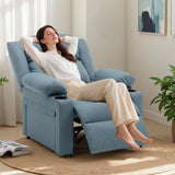 Homvinax Power Recliner Chair with Vibration Massage & Heat,Upholstered Faux Leather Single Reclining Sofa with Side Pockets Side Table for Living Room, Home Theater (Blue) Homvinax