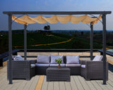 Patio Pergola with Retractable Shade - ABCCANOPY 10x10 Outdoor Retractable Pergola with Sun Shade Aluminum Pergola Shelter for Garden, Deck, Lawn, Porch & Backyard (Khaki) ABCCANOPY