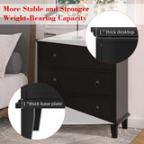 COWMOU 27.6 Inch Wide Nightstand Set of 2 with Charging Station, 3 Drawers Nightstand for Bedroom, Wooden Black Large Bedside End Table for Living Room, Bedroom, Study, Office COWMOU