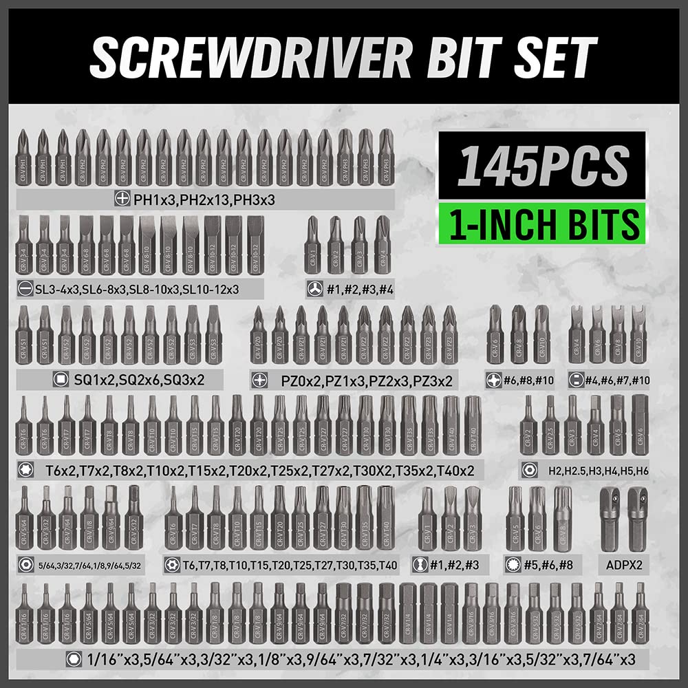 SWANLAKE 232PCS Ultimate Screwdriver Bit Set,Chrome Vanadium Steel Driver Bit Set, Includes Security Bits,Nut Driver, Ratchet Wrench and Bits Holder SWANLAKE GARDEN TOOLS