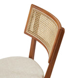 Modway Caledonia Elm Wood Rattan Set of 2 in Walnut Beige | Retro Kitchen, Living Accent Chair for Dining Room Modway