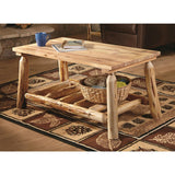 CASTLECREEK Log Coffee Table, Rustic Natural Weathered Look Wooden Rectangular Center Tables for Living Room CASTLECREEK