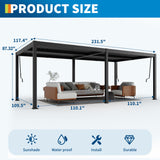 Pergola With Independent Adjustable Rainproof Roof, Louvered Pergola 10x20 for Deck Garden Backyard, Outdoor Aluminum Pergolas With Adjustable Top GarveeLife